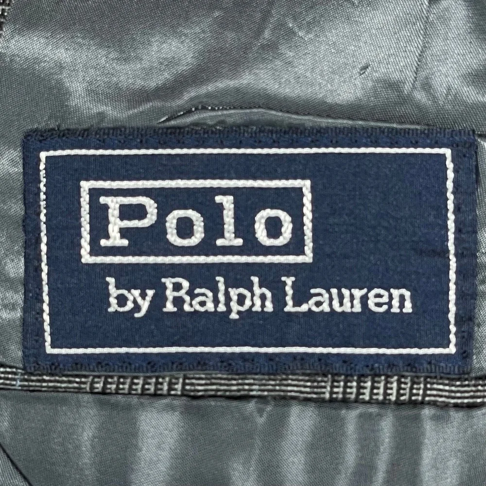 Vintage Polo Ralph Lauren Blazer Jacket Mens 40L Charcoal Wool 2-Button USA Made